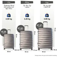 Infinity Leather Harde TSA-kofferset met rookgrijze behuizing, 8 wielen, handbagage, vakantiekoffer
