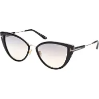 Tom Ford Anjelica-02 Smoke Mirror Lens Glanzend zwarte zonnebril