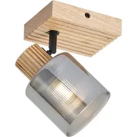 QAZQA Slimme spot hout met smoke glas draaibaar en kantelbaar incl. Wifi G45 - Gracy