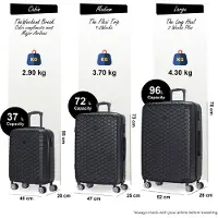Infinity Leather Uitbreidbare zwarte harde ABS-koffer met 8 wielen, reiskoffer, handbagage en vakantiekoffer