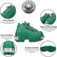 New rock M-106WALL-C29 Metallic Groene Leren Gothic Enkellaarsjes