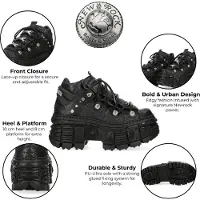 New rock M-106WALL-C65 Python Zwarte Leren Platform Enkellaarsjes