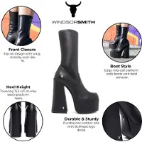 Windsor Smith Windsorsmith Dames Zwarte Mid-Calf Sock Platform Goth Hak Laarzen - Saviour