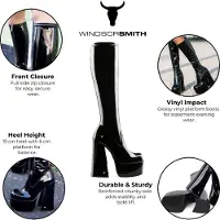 Windsor Smith Windsorsmith Dames Zwarte Kniehoge Sokken Platform Goth Hak Laarzen - Saucy
