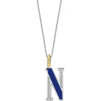 Ti sento Dames Hanger - 925 zilver - Letter N - Blauw - 6840LB_N