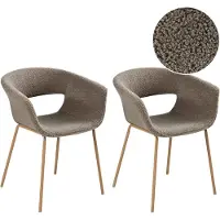 Beliani ELMA - Eetkamerstoelen set van 2 - Taupe - Bouclé