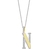 Ti sento Dames Hanger - 925 zilver - Letter N - Zirkonia met geel verguld - 6840ZY_N