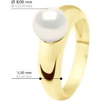 ATELIERS SAINT GERMAIN Ring - Geel Goud - Echte Gecultiveerde Zoetwaterparel Rond 8-9 mm