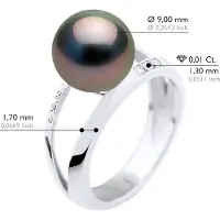 ATELIERS SAINT GERMAIN Ring Sieraad 0,06 Cts - Wit Goud - Echte Gecultiveerde Tahiti Parels Rond 9-10 mm