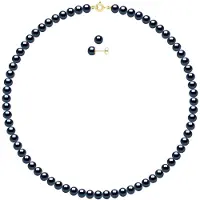 ATELIERS SAINT GERMAIN Set bestaande uit: Ketting van echte gekweekte zoetwaterparels semi rond 6-7 mm