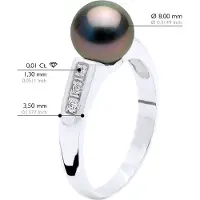 ATELIERS SAINT GERMAIN Ring Sieraden Diamant 0,06 Cts - Wit Goud - Echte Gecultiveerde Tahiti Parels Rond 8-9 mm