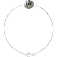 ATELIERS SAINT GERMAIN Armband Love Links Link Venetiaans van Zilver 925 versierd met een echte gekweekte Tahitiparel van 10-11 mm
