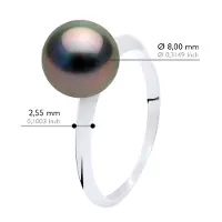 ATELIERS SAINT GERMAIN Ring Echte Tahitiaanse Cultuurparel Rond 8-9 mm - Wit Goud
