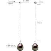 ATELIERS SAINT GERMAIN Oorbellen Prestige - Diamanten 0,02 Ct - Wit Goud - Echte GeCultiveerde Tahiti Parels Pear 9-10 mm