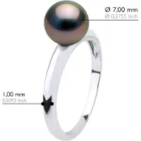 ATELIERS SAINT GERMAIN Ring Echte Gecultiveerde Tahiti Parel Rond 7,5-8 mm - Wit Goud