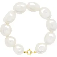 ATELIERS SAINT GERMAIN Armband Goud - Rij van Echte Zoetwaterparels Barok 11-12 mm