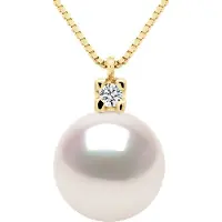 ATELIERS SAINT GERMAIN Halsketting Sieraden Diamanten 0,03 Ct - Echte GeCultiveerde Parel Akoya Japanse Gecertificeerd Rond 8-9 mm
