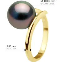 ATELIERS SAINT GERMAIN Ring - Geel Goud - Echte Cultured Tahiti Parel Rond 10-11 mm