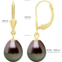ATELIERS SAINT GERMAIN Oorbellen in Geel Goud 375 en Echte Gecultiveerde Tahiti Parelset 9-10 mm