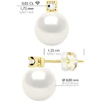 ATELIERS SAINT GERMAIN Oorbellen Prestige - Diamanten 0,04 Ct - Kwaliteit HSI - Geel Goud 375 en Echte Gekweekte Zoetwaterparels Rond 8-9 mm