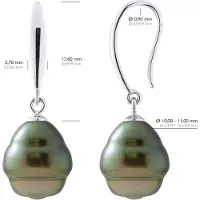 ATELIERS SAINT GERMAIN Oorbellen van Zilver 925 en Echte GeCultiveerde Tahiti Parels Van 10-11 mm
