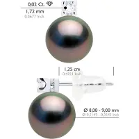 ATELIERS SAINT GERMAIN Oorbellen Prestige - Diamanten 0,04 ct - in Wit Goud 750 en Echte Gecontroleerde Tahiti Parel Ronde 8-9 mm