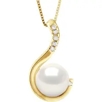 ATELIERS SAINT GERMAIN Hanger Sieraad 0,06 ct Wit Goud en Echte Gecultiveerde Zoetwaterparel - KLEUR NATUURLIJK WIT - Rond 9-10 mm