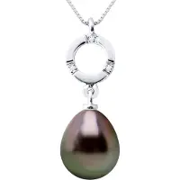 ATELIERS SAINT GERMAIN Hanger Sieraden 0,01 Cts Witgoud 375 en Echt Gekweekte Tahiti Parel Peer 9-10 mm