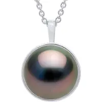 ATELIERS SAINT GERMAIN Ketting met Beaded Hanger Geel Gouden Omhulsel bedekt met Diamanten - Echte Gecultiveerde Tahiti Parels Rond 10-11 mm