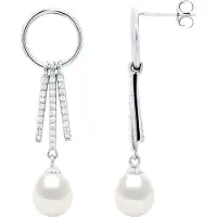 ATELIERS SAINT GERMAIN Oorbellen met ronde en streepjes, gemonteerd met cubic zirconia