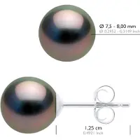 ATELIERS SAINT GERMAIN Oorbellen Wit Goud 375 - Echte Gecultiveerde Tahiti Parel Semi Rond 7,5-8 mm