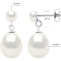 ATELIERS SAINT GERMAIN Dubbele Oorbellen Wit Goud - Echte Gekweekte Zoetwaterparels Knop 5-6 mm + Peer 10-11 mm