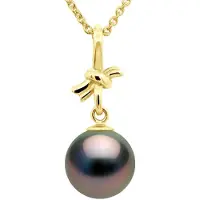 ATELIERS SAINT GERMAIN Hangertje KNOT - Geel Goud - Echte Gecreerde Tahitiaanse Parel Rond 9-10 mm