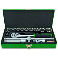 Toptul Dopsleutelset 1/2 6-kant 16Stk 10 11 12 13 17 19 22 24 27 30 32mm