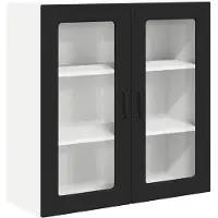 vidaXL Wandglas Kasten PORTO Zwart 80 x 31 x 80 cm Bewerkt hout