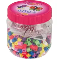 Hama - Strijkkralen Set - 400 Multikleur Kralen - 2 Grondplaten - Vlinder & Vierkant