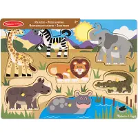 Melissa & Doug Houten Knopjespuzzel - Safari 7-delig