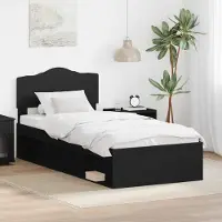 vidaXL Bedframe met hoofdeinde Zwart 100 x 200 cm Massief grenenhout