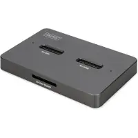 Digitus USB-C 3.2 Gen2 dockingstation voor M.2 Duo NVMe en SATA SSD's (max. 2x 4 TB) met SD-Express 7.1 kaartlezer (max. 2 TB), zwart