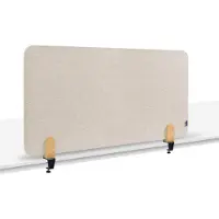 Legamaster Elements akoestische tafelafscheiding, PET-kern, stofoppervlak vast te pinnen, incl. 2 tafelklemmen, B 1200 x H 600 x D 21 mm, zacht beige