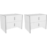 Vente-unique Set van 2 nachtkastjes met 2 lades – Wit – CADEBA
