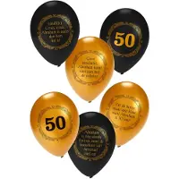 Pxp Ballon Abraham 14" goud/zwart 6 assorti