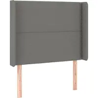 vidaXL Hoofdbord met randen 147x16x78/88 cm stof donkergrijs