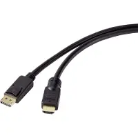 Renkforce DisplayPort / HDMI adapterkabel. DisplayPort-connector, HDMI-A-connector, 20.00 meter, zwart, modelnummer RF-4596876, met vergulde connectoren