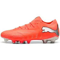 Puma FUTURE 9 FUSION FG/AG uniseks voetbalschoenen, Zwart/Rood/Wit, Maat 45