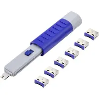 Renkforce RF-4714586 USB-A-poortslot Set van 6 stuks Zilver, Blue Incl. 1 sleutel