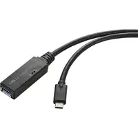 Renkforce RF-5231962 USB-kabel USB 3.2 Gen1 USB-C stekker, USB-A bus 5.00 m Zwart Actief met signaalversterking, Met OTG-functie