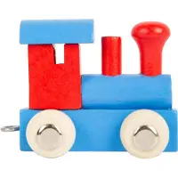Small Foot - Houten Lettertrein Locomotief Rood/Blauw - 12