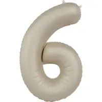 Folat - Folieballon Cijfer 6 Creamy Latte - 86 cm