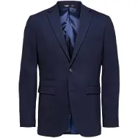 Selected Geweven Wolmix Blazer Heren Blauw 56